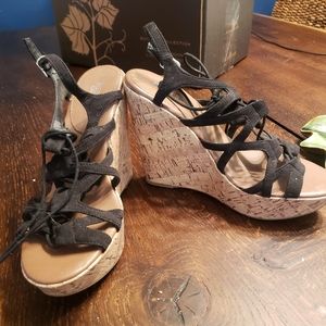 Sexy black lace up sandal platforms
